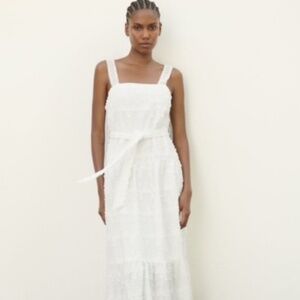 NWT Zara White Embroidered Midi Lace Dress sz XS